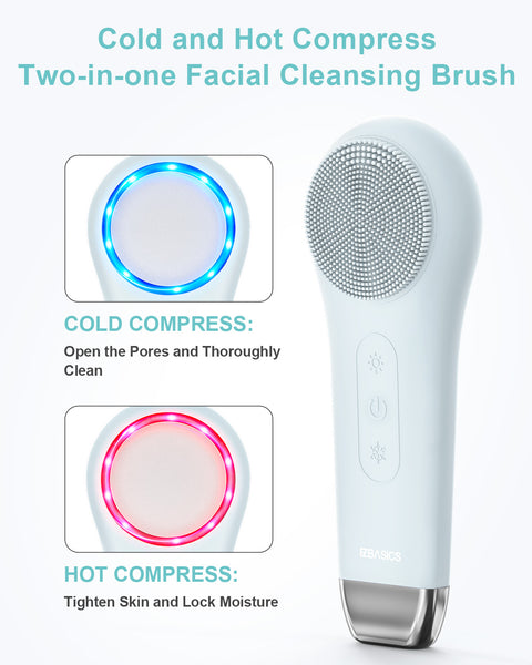 WEKVA Facial Cleansing Brush face Scrubber Waterproof Face Scrub Brush for Men & Women Rechargeable Face Brushes for Facial Electric Silicone Face Scrubber Cleanser Brush 1 Pack+3 Modes Light Grey