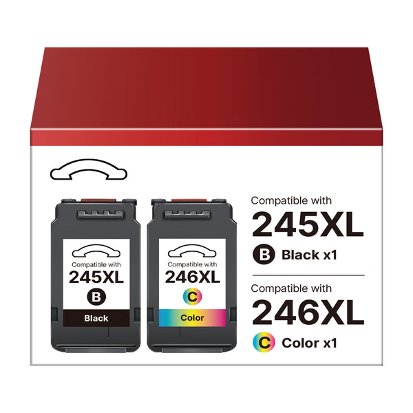 Ink Cartridge Replacement for Canon PG-245XL CL-246XL PG-243 CL-244 245 246 Compatible with MX492 MX490 MG2420 MG2522 MG2920 TS3320 TR4520 TR4522 Printer Tray, 2 Pack (1 Black,1 Tri-Color)