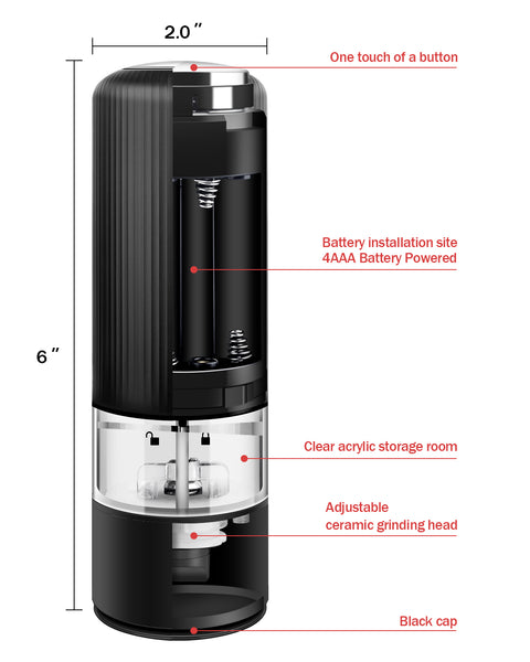 TELSOR Electric Salt and Pepper Grinder Set, Automatic Pepper Grinder Battery Operated with Adjustable Coarseness, Electric Pepper Mill Set with Light, Ceramic Grinders (2 Pack)