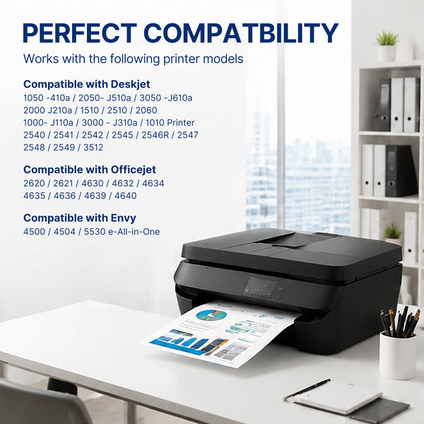 61XL Ink Cartridge Remanufactured for HP Ink 61 for HP 61 Ink Cartridge Combo Pack to Use with Envy 4500 5530 4502 4501 5535 OfficeJet 4630 4635 DeskJet 2540 1000 1010 1510 (1 Tri-Color, 1 Black)