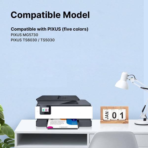 Fienoy PGI-370 CLI-371XL Printer Ink Compatible for Canon 370 371 XL Ink Cartridges to use with Canon PIXUS MG5730 TS6030 TS5030, (5 Color-15 Pack)