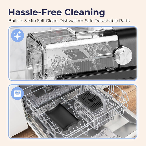 CHIVALZ Electric Slushy Makers, No Ice Needed Slushy Maker for Home, Real-Time Temp Display, Frozen Drink Maker with 6 Preset Programs for Ice Cream, Frappés, Milk Shake and More, Black, 1 Pack+3Modes