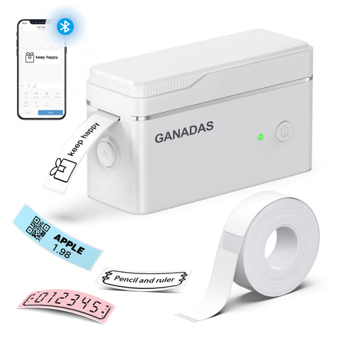 GANADAS P31S Label Maker Machine with Tape, Portable Thermal Printer, Portable Bluetooth Label Printer for Organizing Storage Office Home, Sticker Maker Mini Label Maker with Multiple Templates, White