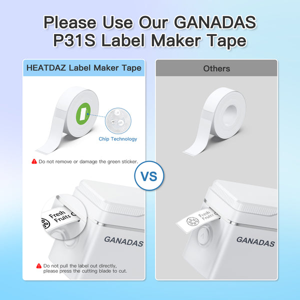 GANADAS P31S Label Maker Machine with Tape, Portable Thermal Printer, Portable Bluetooth Label Printer for Organizing Storage Office Home, Sticker Maker Mini Label Maker with Multiple Templates, White