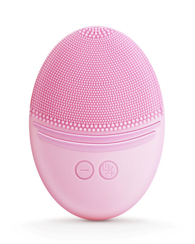 FLANUR Facial Cleansing Brush Made with Ultra Hygienic Soft Silicone, Waterproof Sonic Vibrating Face Brush for Deep Cleansing, Gentle Massaging, Inductive Charging (Pink) 1 Pack+5 Speed Settings