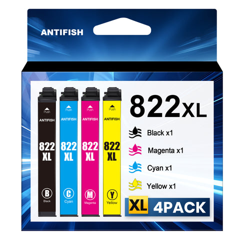 822XL Ink Cartridges Replacement for Epson 822XL Ink Cartridges for Epson 822 822 XL Epson 822XL Ink Cartridges Combo Pack to use with Workforce Pro WF-3820 WF-4820 WF-4830 WF-4833 Printer (4 Pack)