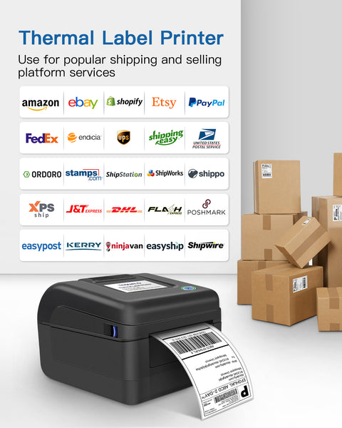 TEQUALO Label Printer, PL420 4x6 Thermal Printer, High-Speed Shipping Label Printer, Commercial Direct Thermal Printer for Windows & MAC System, Compatible with Amazon, Ebay, FedEx, Shopify, etc