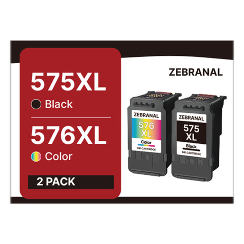 ZEBRANAL PG-575XL CL-576XL Black/Tri-color 2-Pack Remanufactured Ink Cartridges Replacement for Canon 575 XL 576 XL for Canon PIXMA TS3550i TS3551i TR4750i TR4751i Printer