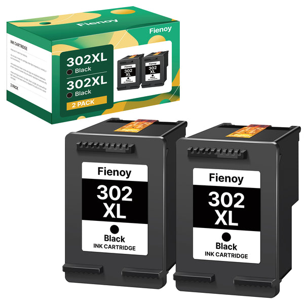 Fienoy 302 302XL Ink cartridges, Remanufacturados para HP 302 XL, Impresoras Compatible para HP Envy 4525 4520 4527 DeskJet 3630 3636 2130 Officejet 4655 5230 3831 3830 (2 Pack)