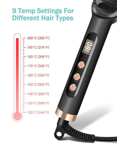 Acaves Hair Straightener Brush Ionic Hair Straightening Brush with 9 Heat Levels for Frizz-Free Silky Hair, 30s Fast Heating Anti-Scald & LED Screen, Perfect for Professional Salon at Home