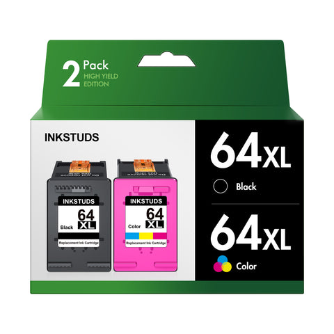 INKSTUDS Remanufactured Ink Cartridge Replacement for HP 64XL Ink Cartridge Combo Pack 64 XL for Envy Photo 7855 7858 7800 7100 7155 6255 7164 Inspire 7255e 7955e 7958e 7900e Tango (Black, Color)